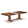 9-Piece Walnut Finish Acacia Wood Dining Room Set with Willow Green Faux Leather Upholstered Chairs K2783
