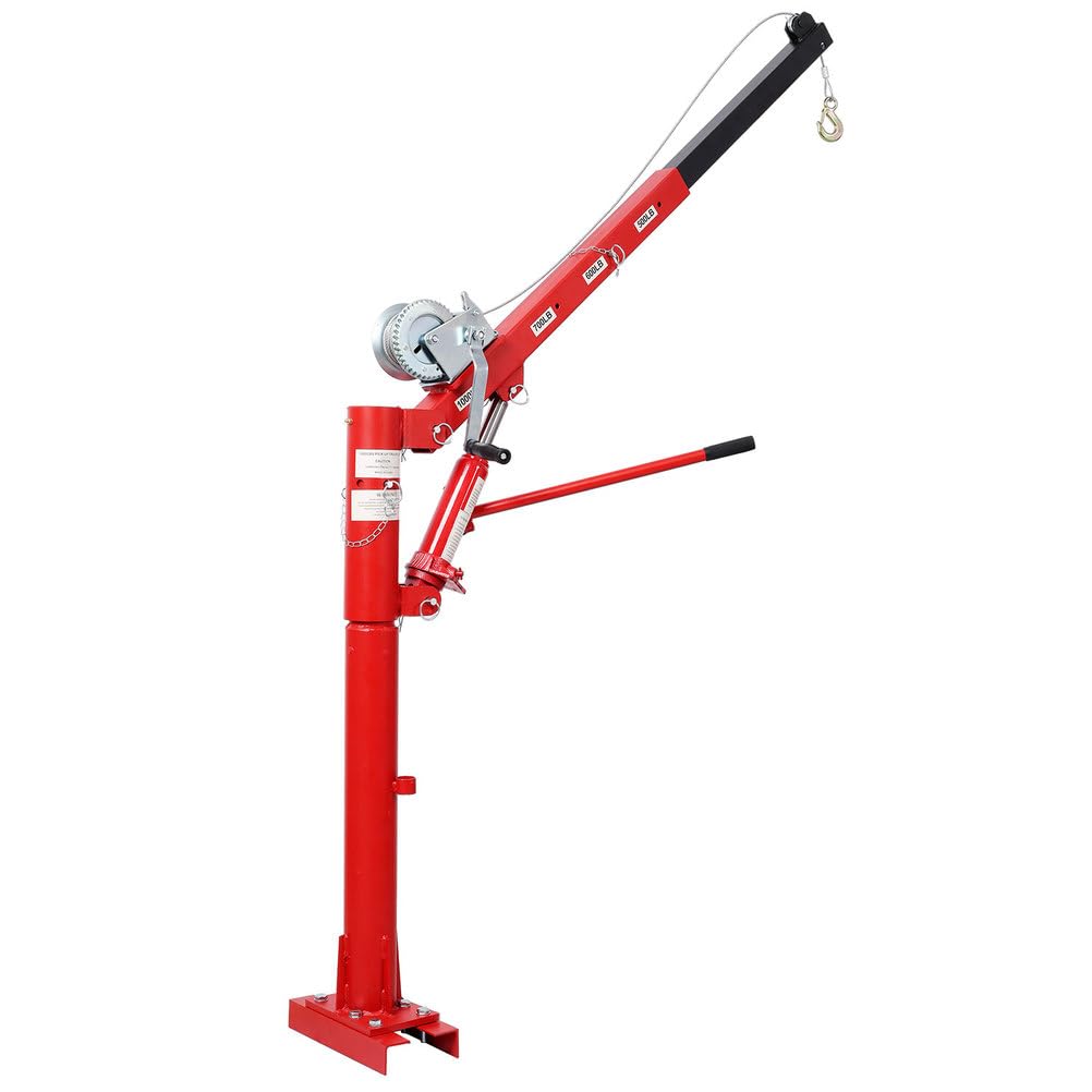 Pickup Truck Crane with Manual Winch, 1000 lb Capacity, Adjustable Boom, 360° Swivel Base, Heavy Duty Steel K697