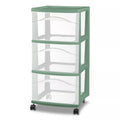 3 Drawer Green Plastic Storage Cart with Wheels C288765