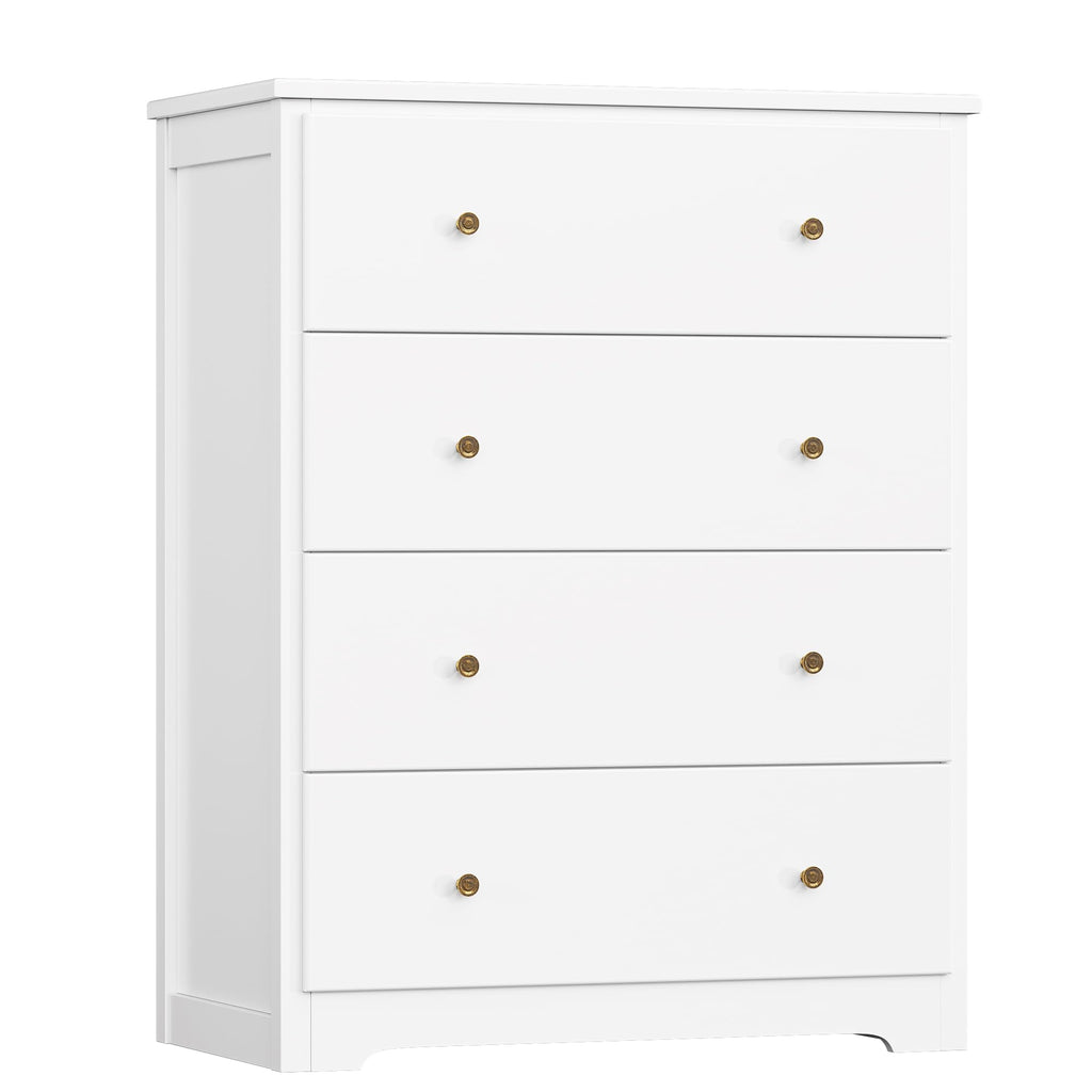 White 4 Drawer Wood Dresser W8549