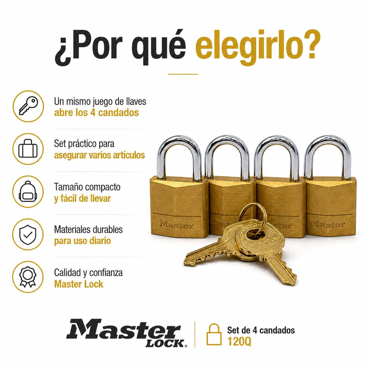 Solid Brass Padlock, 3/4 in. Wide K368