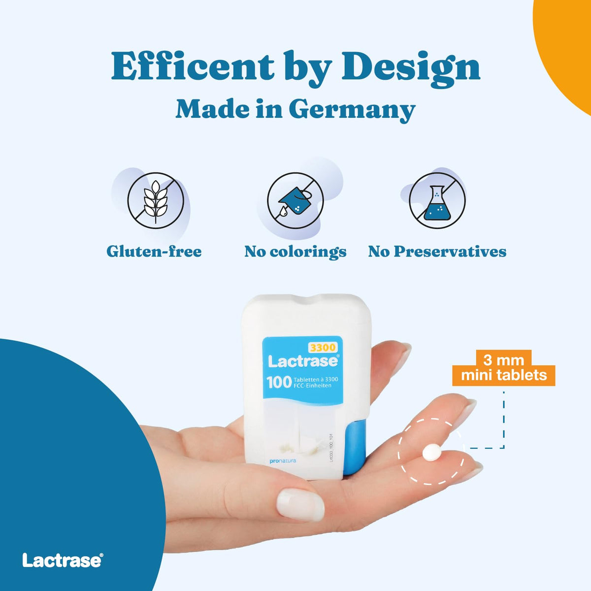Lactrase Tablet Dispenser 3,300 FCC Lactase Units 100 Pills B476
