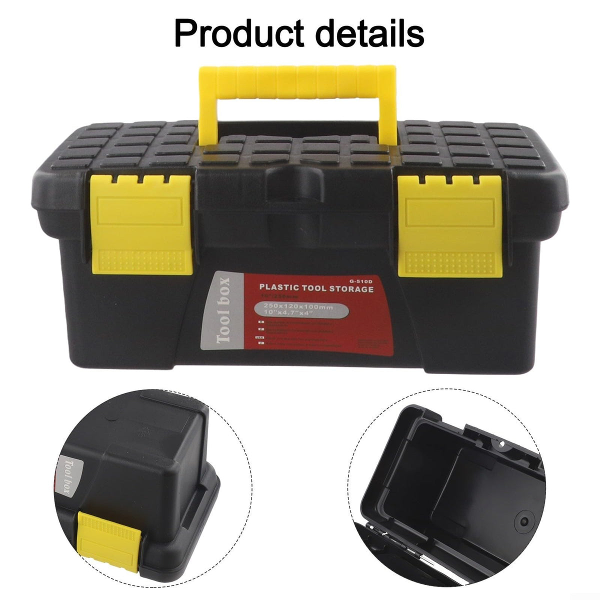 10 Inch Black Plastic Tool Storage Box W93034