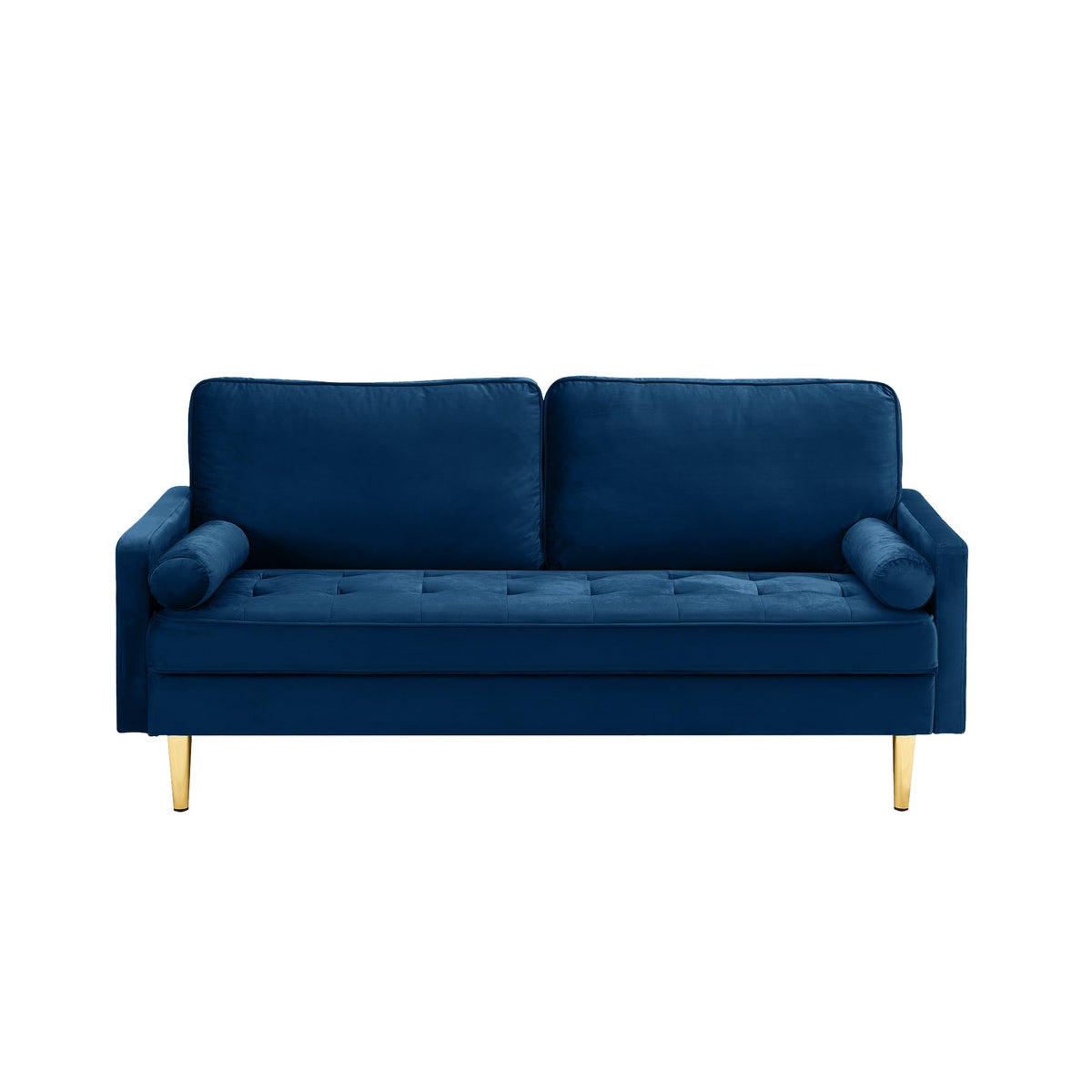 Navy Velvet Loveseat Sofa with 2 Pillows L6927