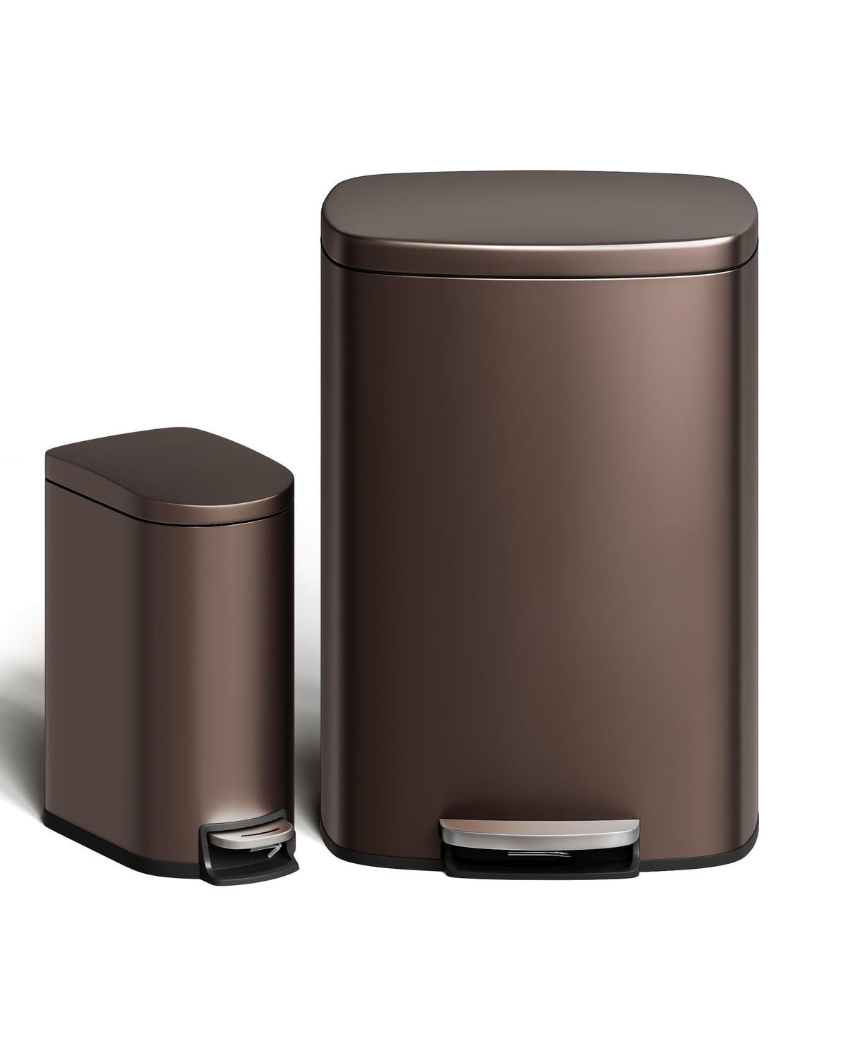 13.2 Gal & 2.6 Gal Stainless Steel Step-On Trash Can Combo Set U8526