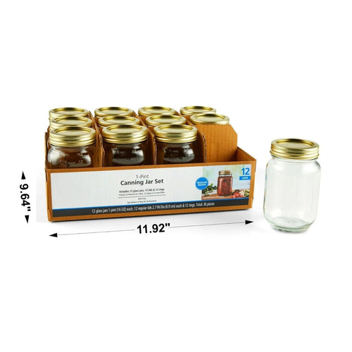 16 oz Regular Mouth Mason Jars 12pk S385