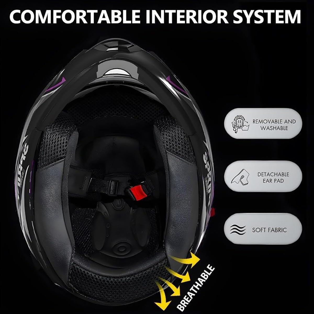 Flip Up Full Face Bluetooth Motorcycle Helmet with Dual Visor M31609
