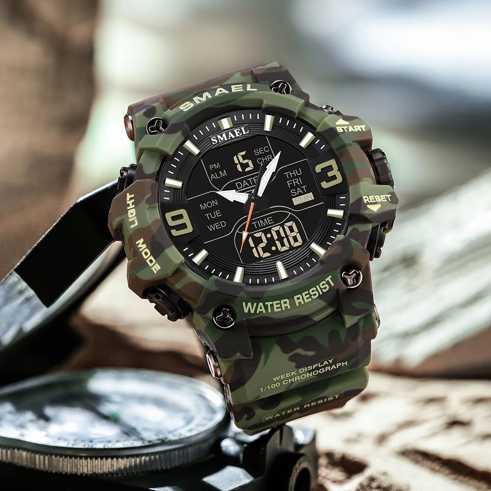Men Tactical Analog Digital Sport Watch 50M LED Z54055