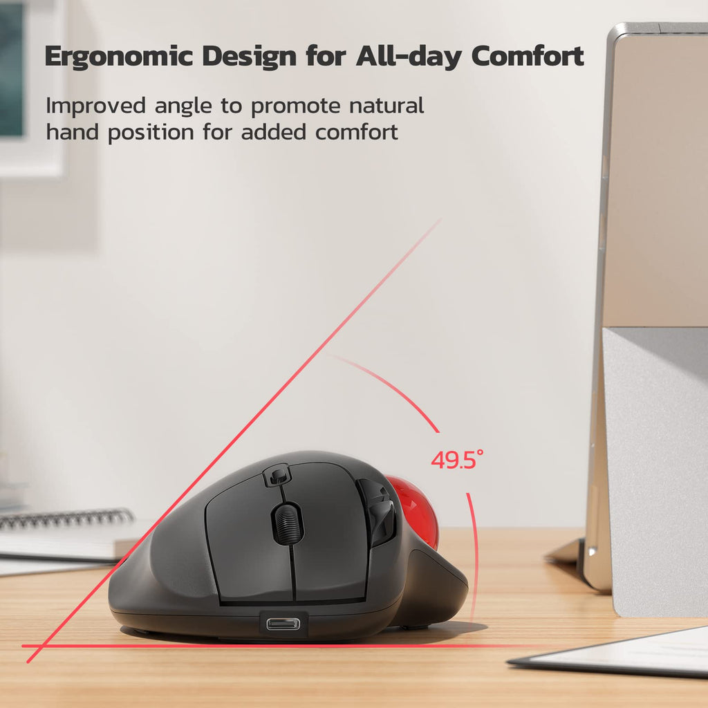 Wireless Ergonomic Thumb Control Trackball Mouse R989