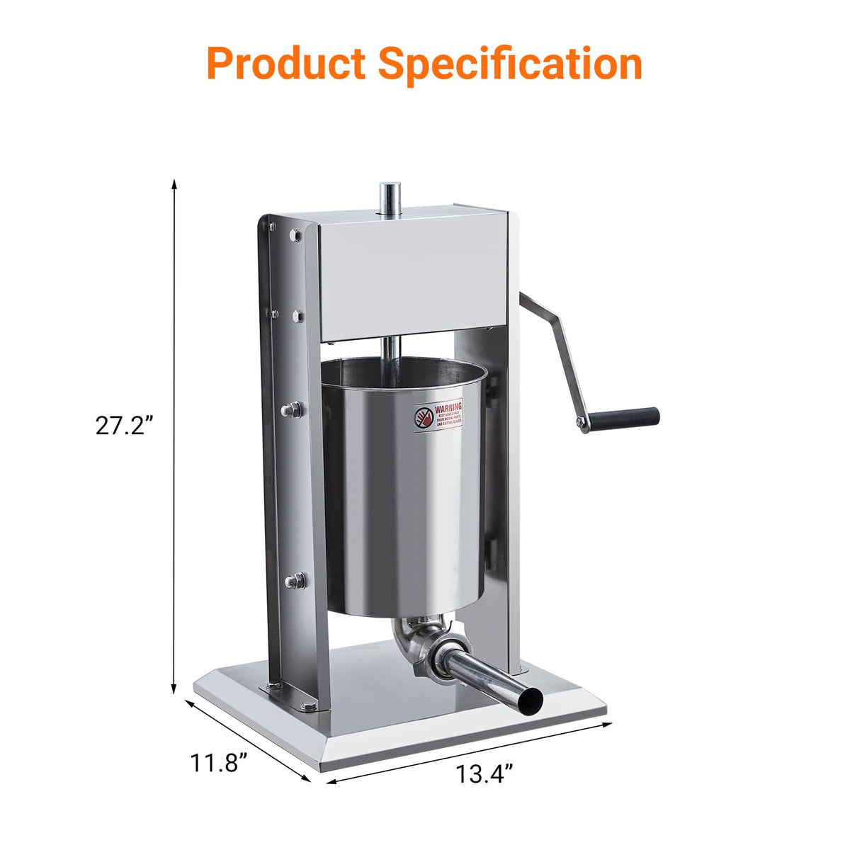 Manual 5L Stainless Steel Sausage Stuffer with 5 Stuffing Tubes L500