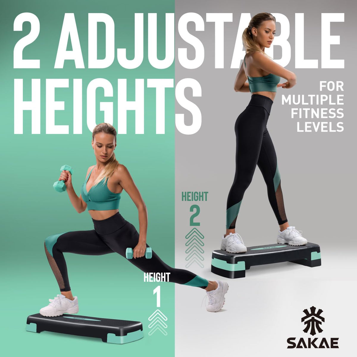 Adjustable Height Aerobic Stepper Set with Dumbbells, Kettlebell, Waist Trimmer, Ankle Weights or Weighted Vest S984