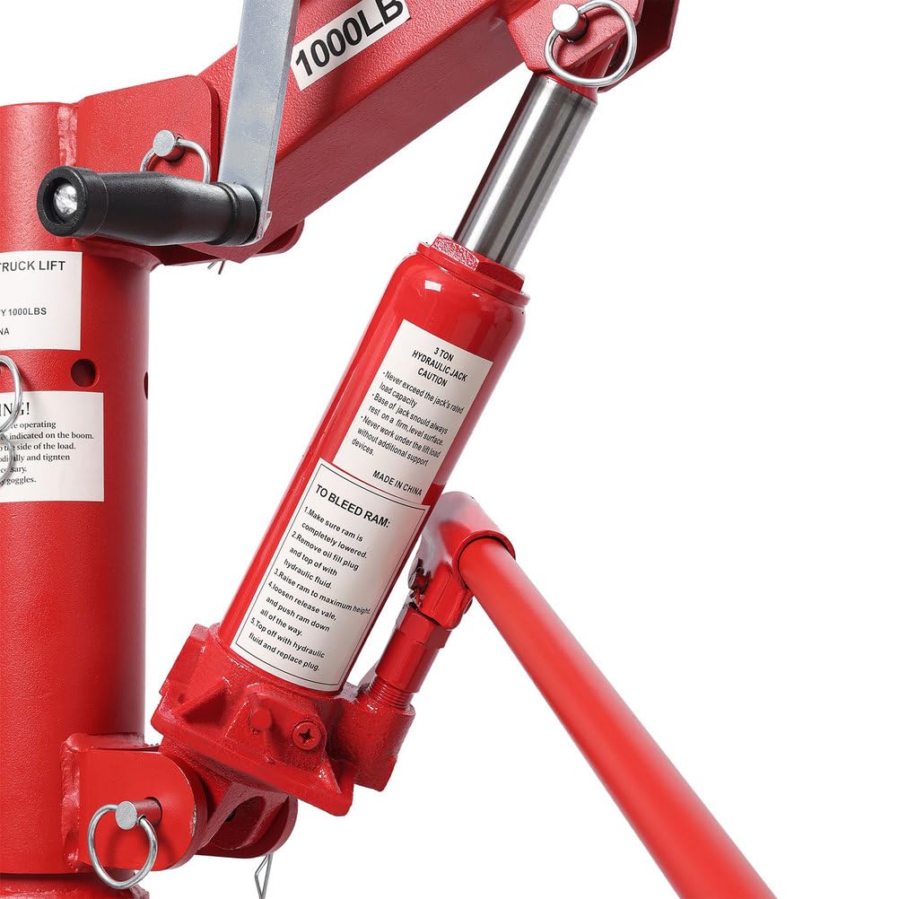 Pickup Truck Crane with Manual Winch, 1000 lb Capacity, Adjustable Boom, 360° Swivel Base, Heavy Duty Steel K697