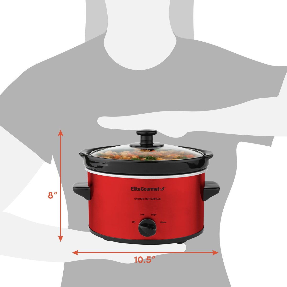 Electric Oval Slow Cooker, 2 Qt, Metallic Red T922249