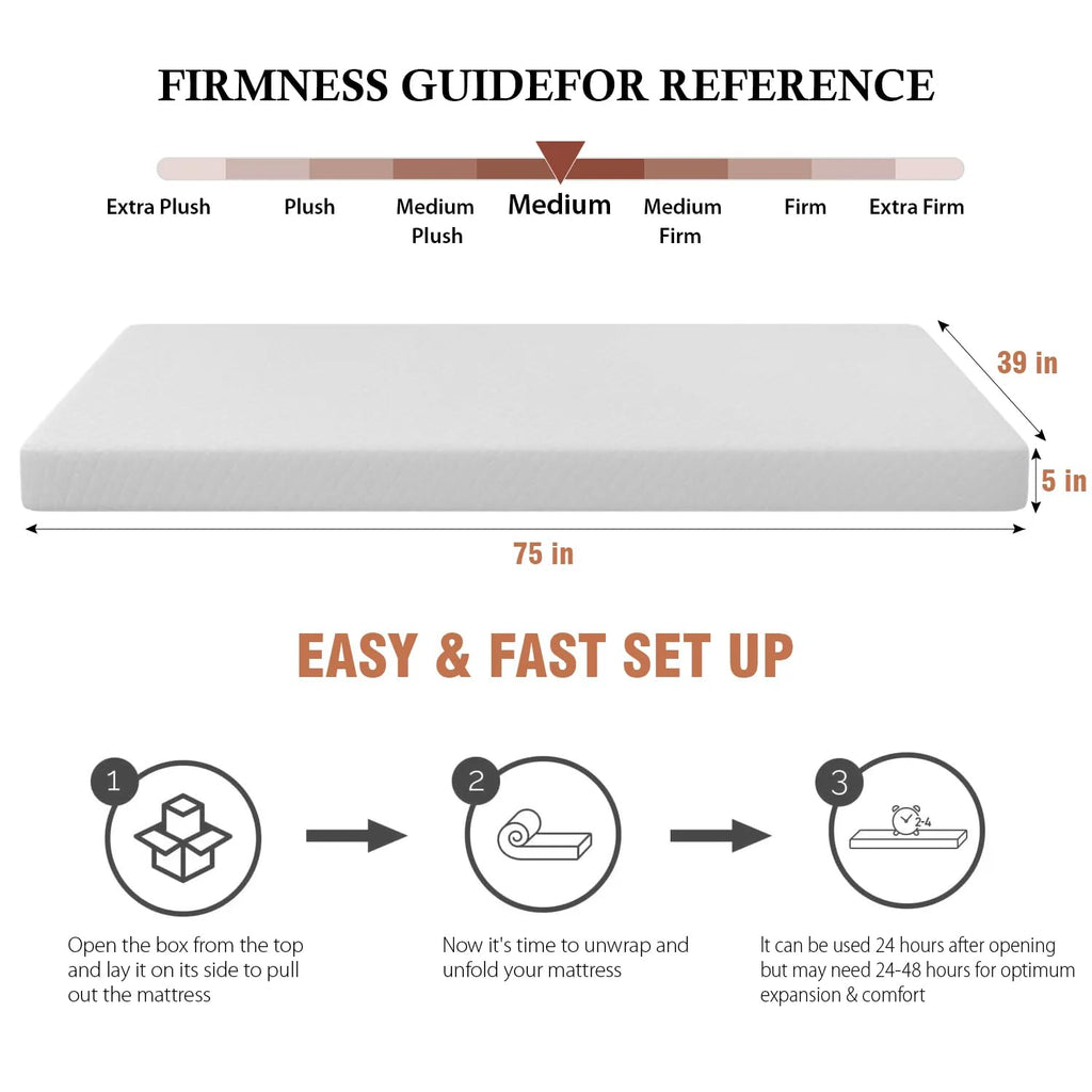 5 inch Memory Foam Twin Mattress with Washable Cover G78502