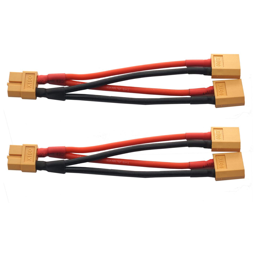 14AWG XT60 Parallel Battery Connector 2-Male to 1-Female Cable Y Splitter P44095