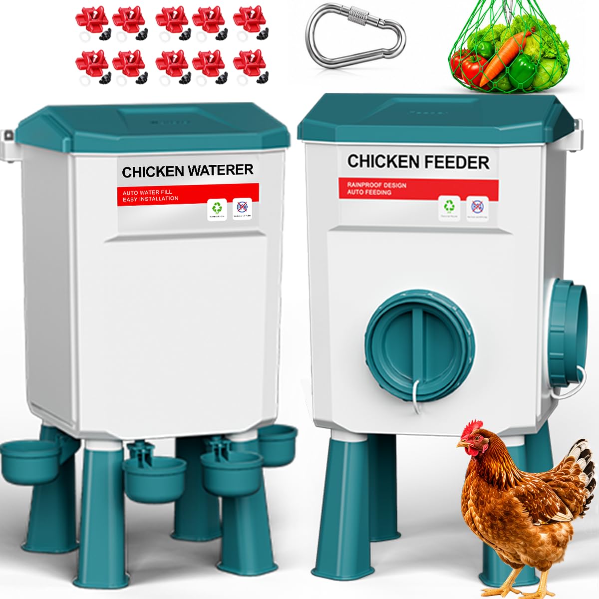 Automatic No Waste Poultry Feeder and Waterer Set C533