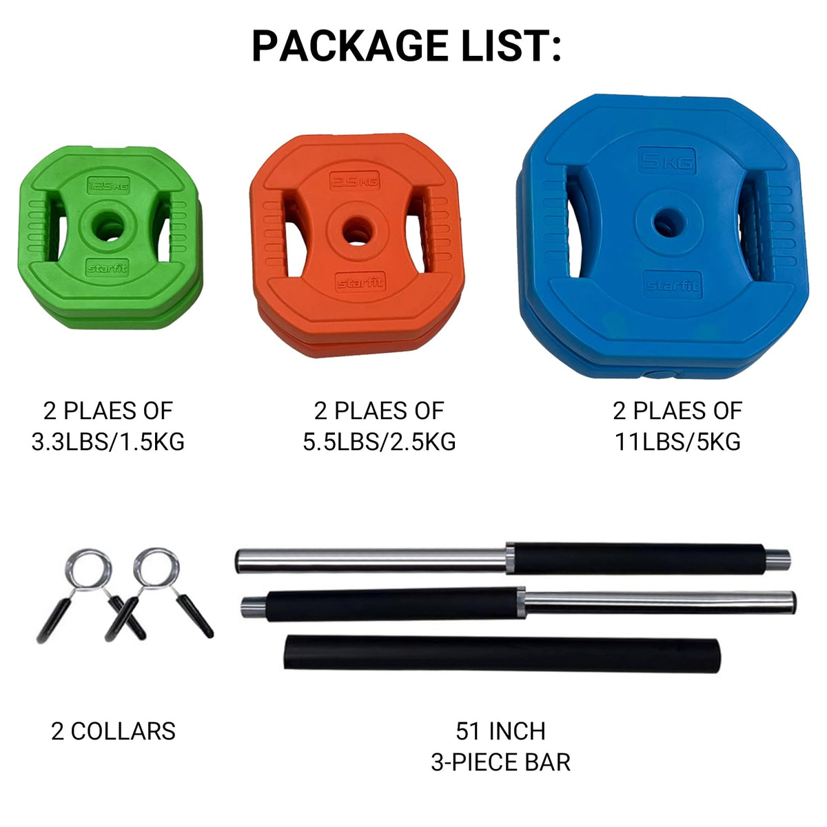Adjustable Barbell Set with Weight Plates U37324