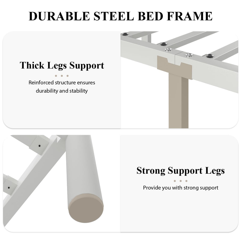 White Full Size Metal Platform Bed Frame M61873