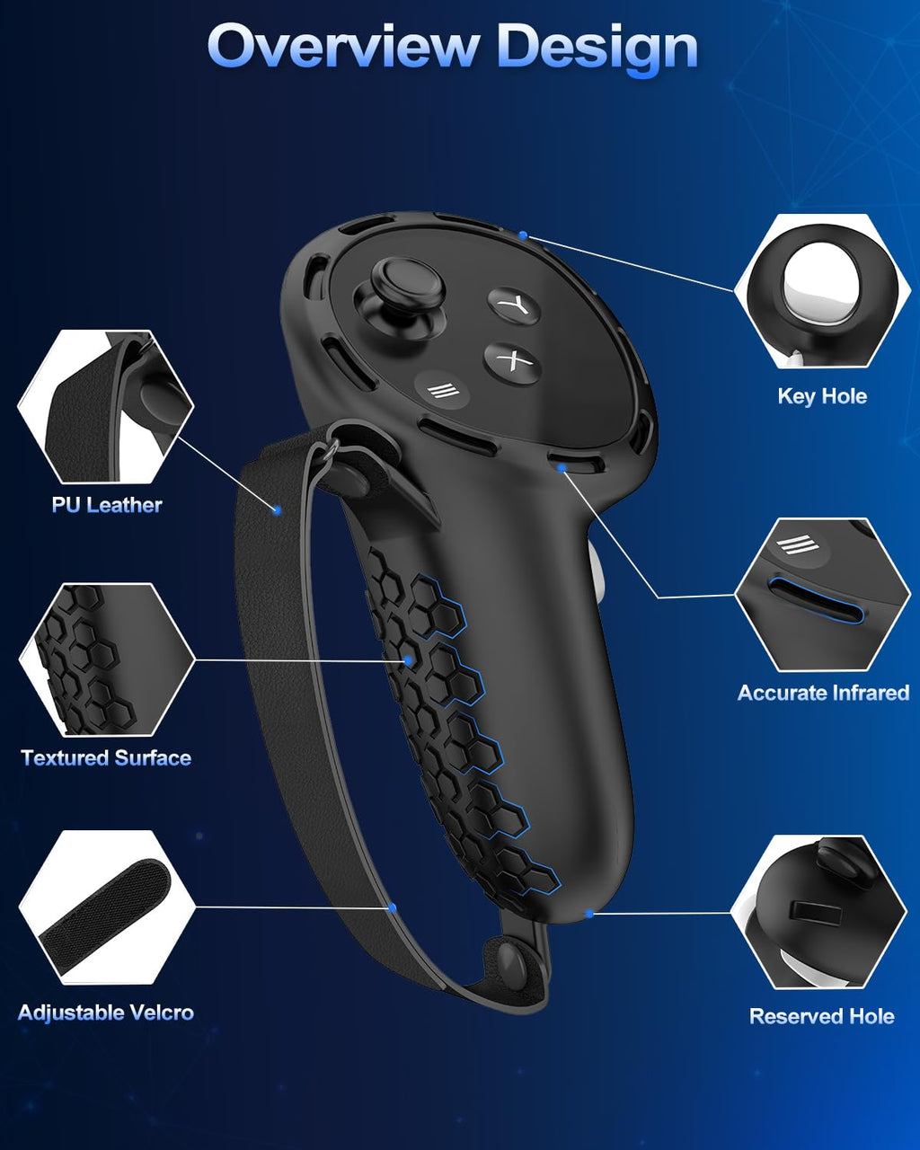 Silicone Controller Grip Cover with Non-Slip Thumbstick Covers Black U1320