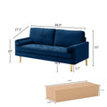 Navy Velvet Loveseat Sofa with 2 Pillows L6927
