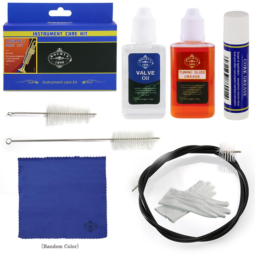 Trumpet/Cornet Cleaning Kit, Valve Oil, Slide Grease, Brushes E114