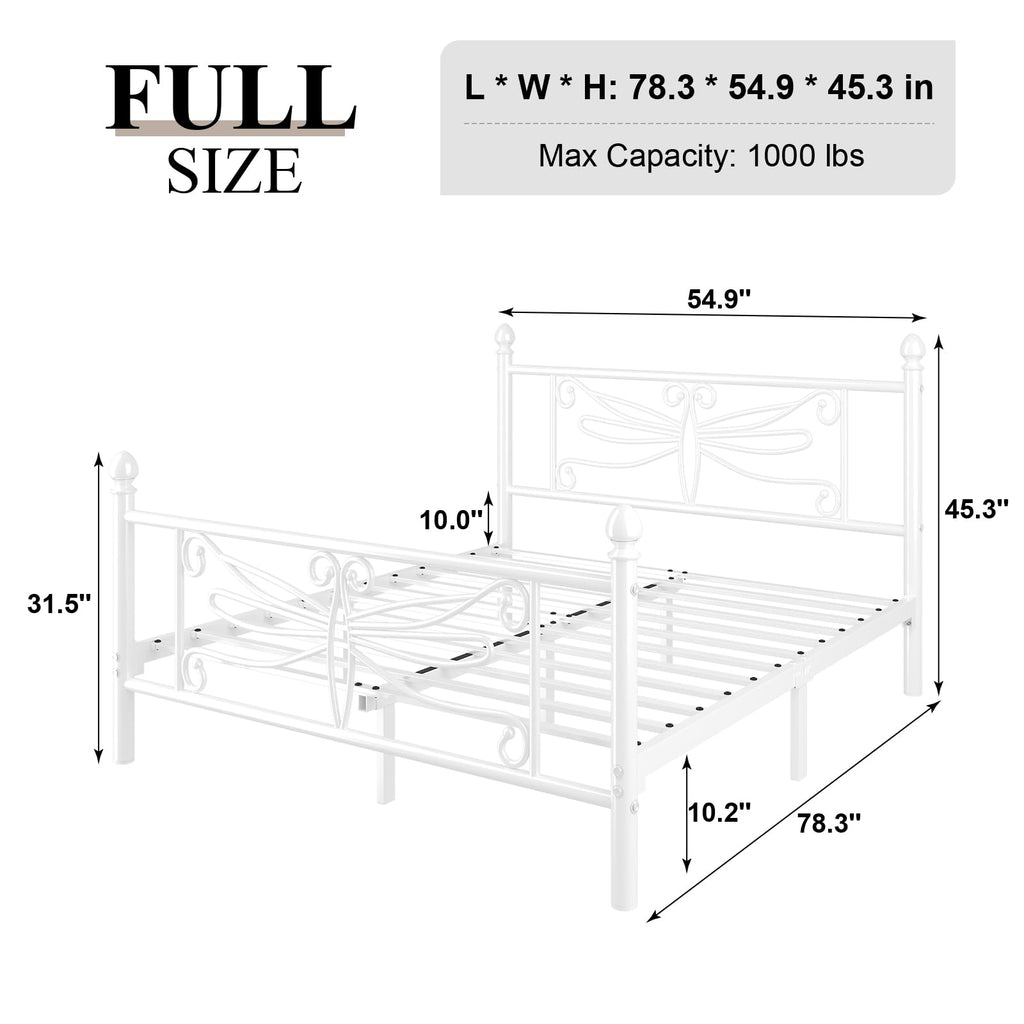 White Full Size Metal Platform Bed Frame M61873