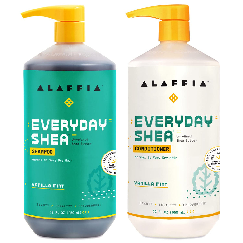 Vanilla Mint Sulfate-Free Shea Butter Shampoo and Conditioner Set 32 Oz H371711