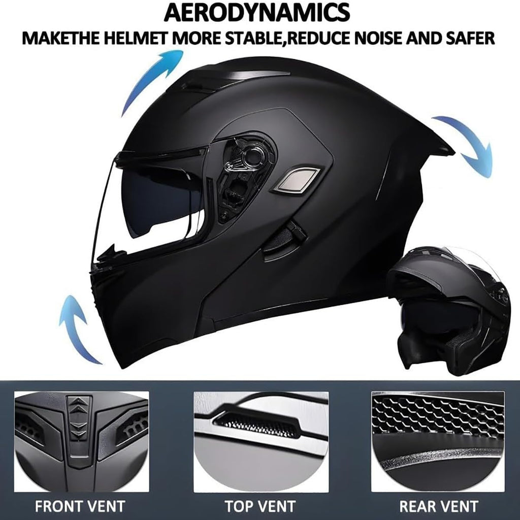 Flip Up Full Face Bluetooth Motorcycle Helmet with Dual Visor M31609