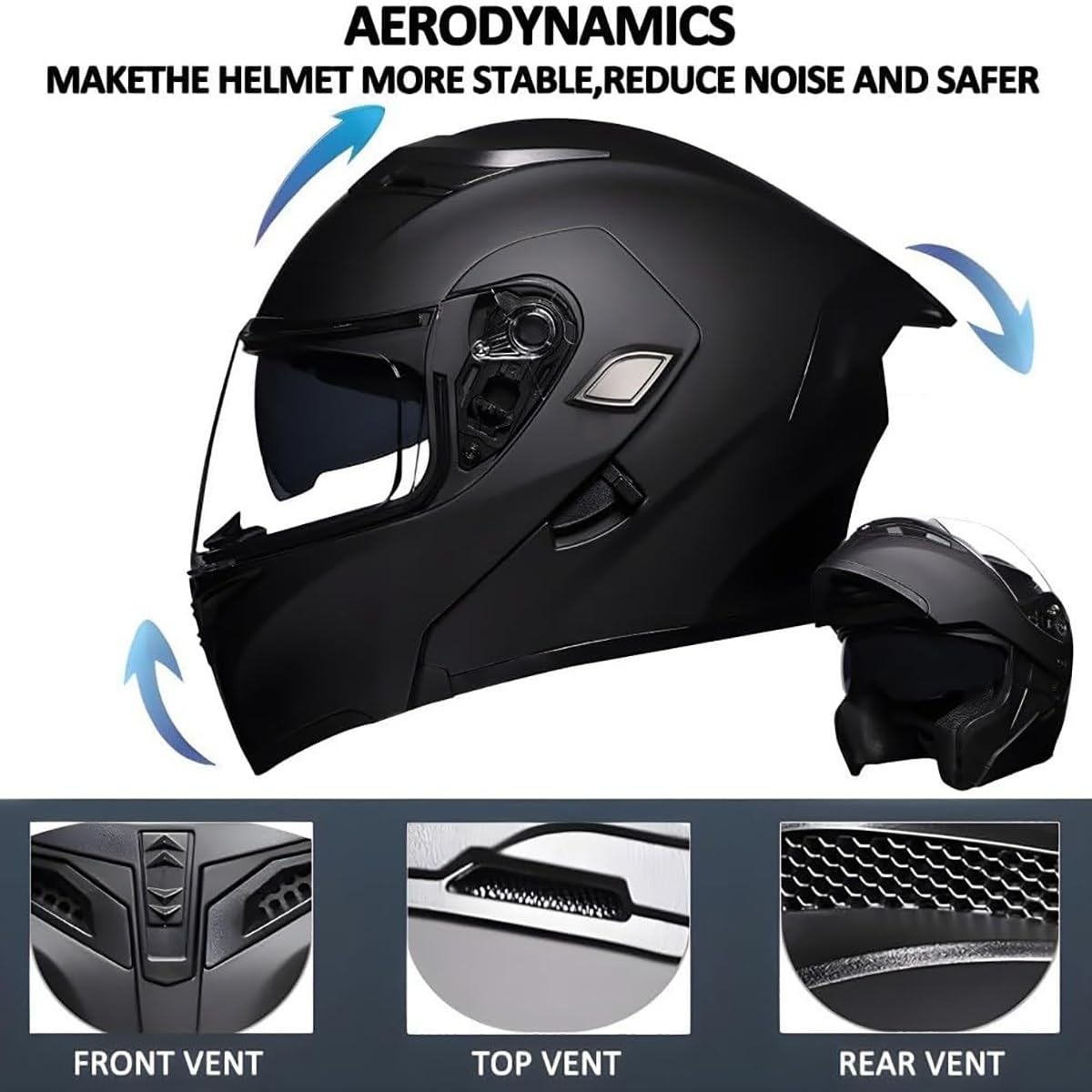 Flip Up Full Face Bluetooth Motorcycle Helmet with Dual Visor M31609