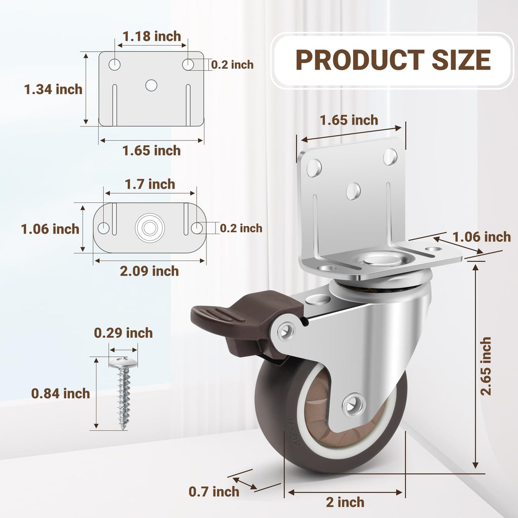 2 Inch L-Shaped Rubber Caster Set of 4 R349740
