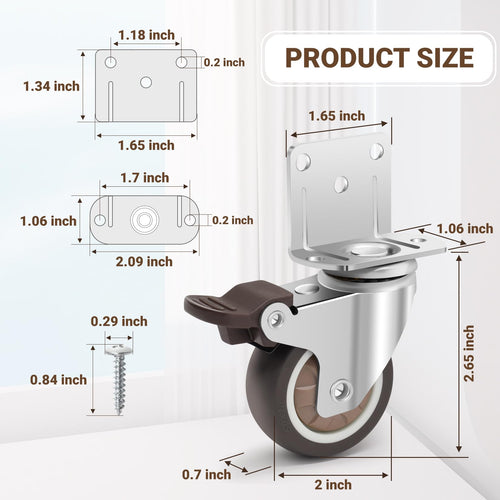 2 Inch L-Shaped Rubber Caster Set of 4 R349740