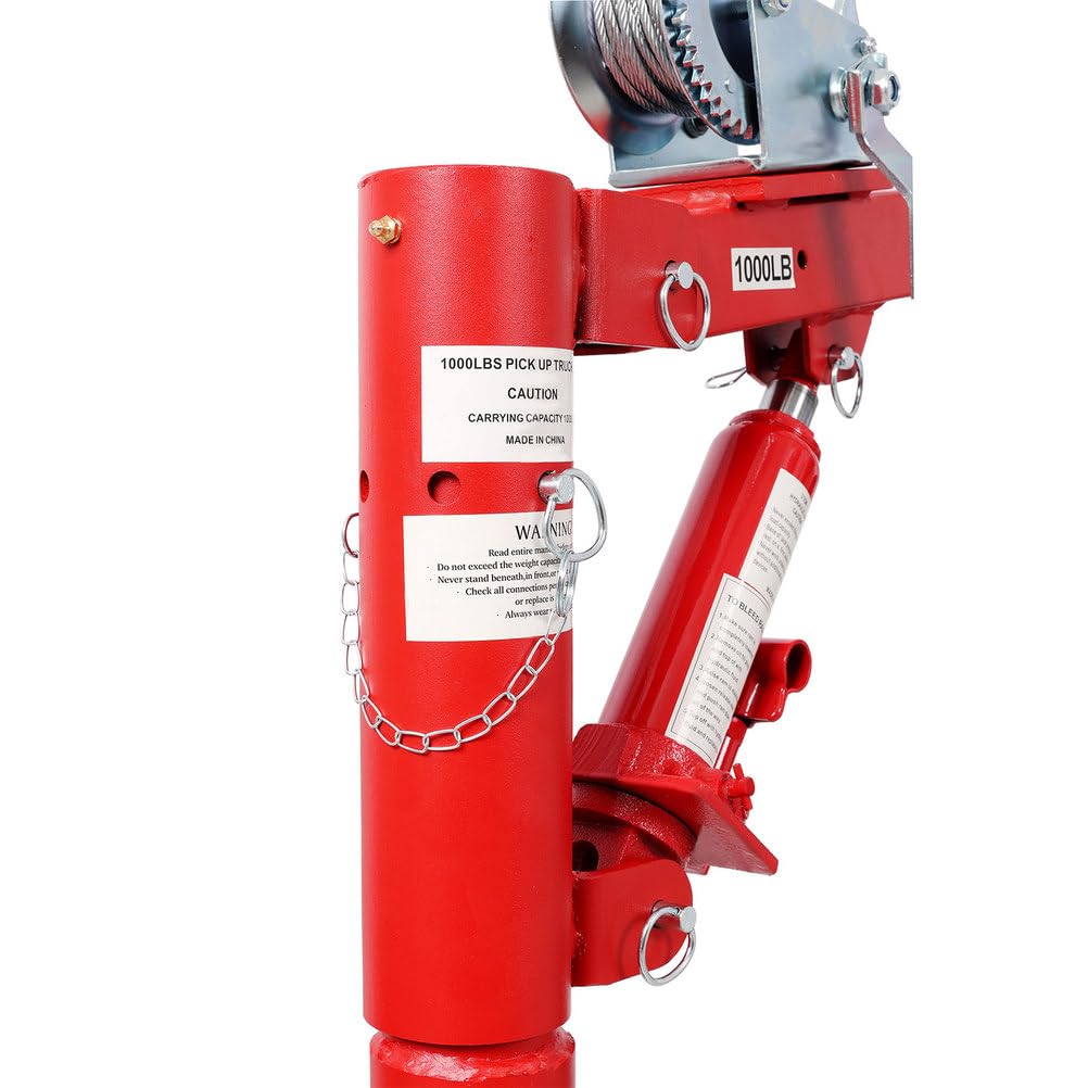 Pickup Truck Crane with Manual Winch, 1000 lb Capacity, Adjustable Boom, 360° Swivel Base, Heavy Duty Steel K697