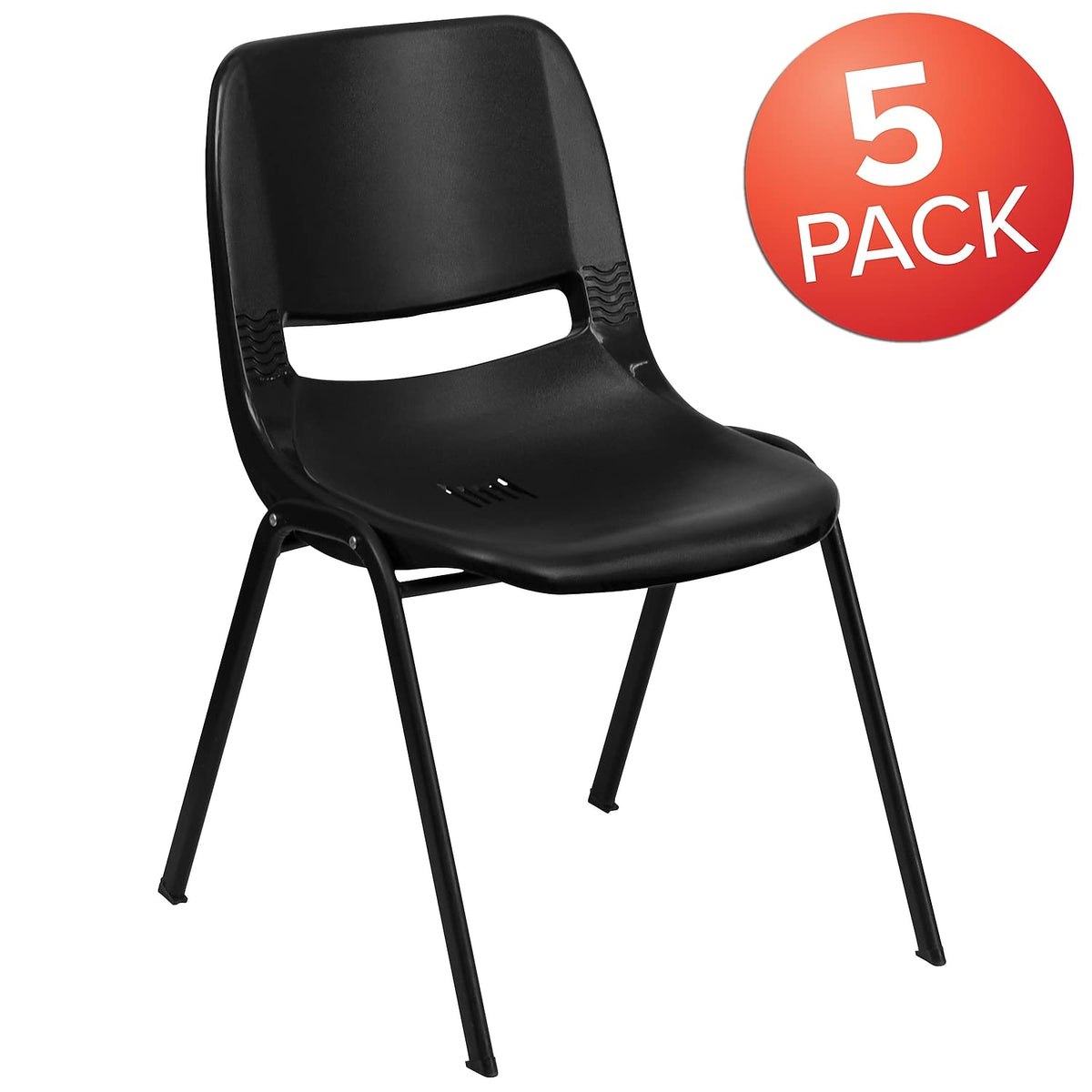 Black Ergonomic Stack Chair 5-Pack J15517