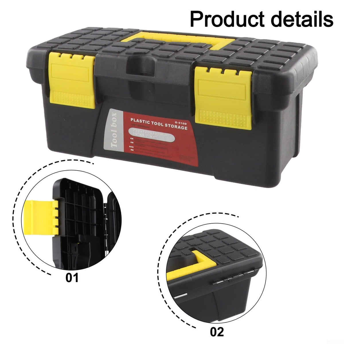 10 Inch Black Plastic Tool Storage Box W93034