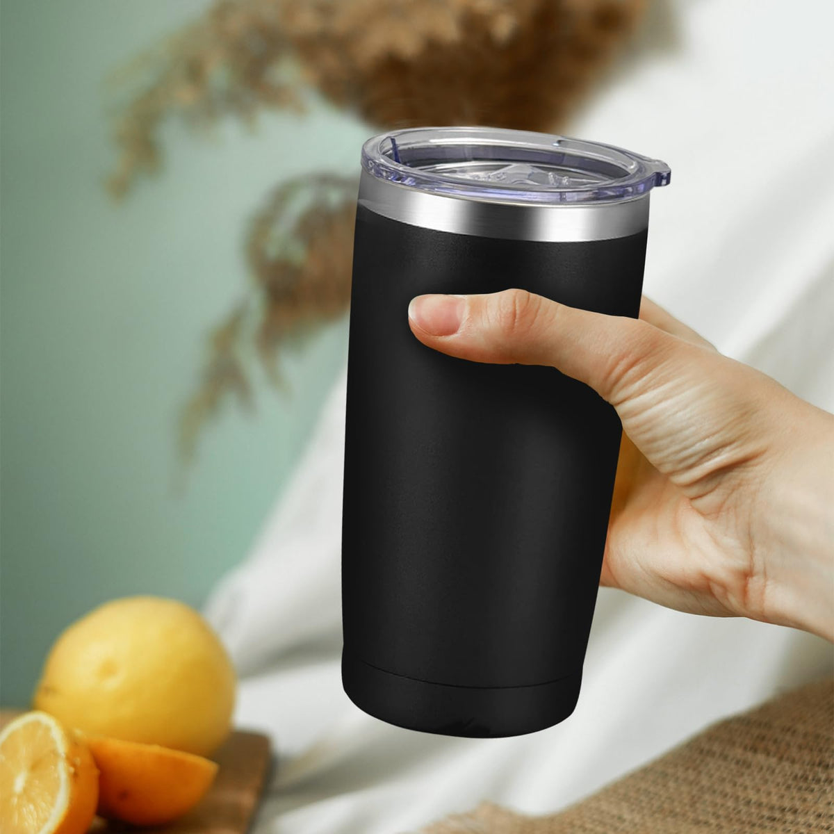 16 Pack Stainless Steel Insulated Tumbler 20oz Black H7371