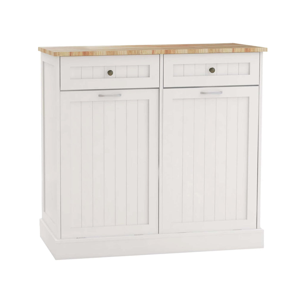 White Double Tilt Out Trash Can Cabinet with 10-Gallon Capacity E372