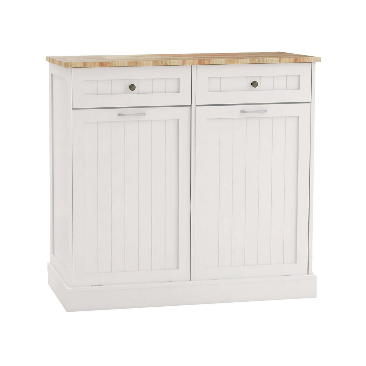 White Double Tilt Out Trash Can Cabinet with 10-Gallon Capacity E372