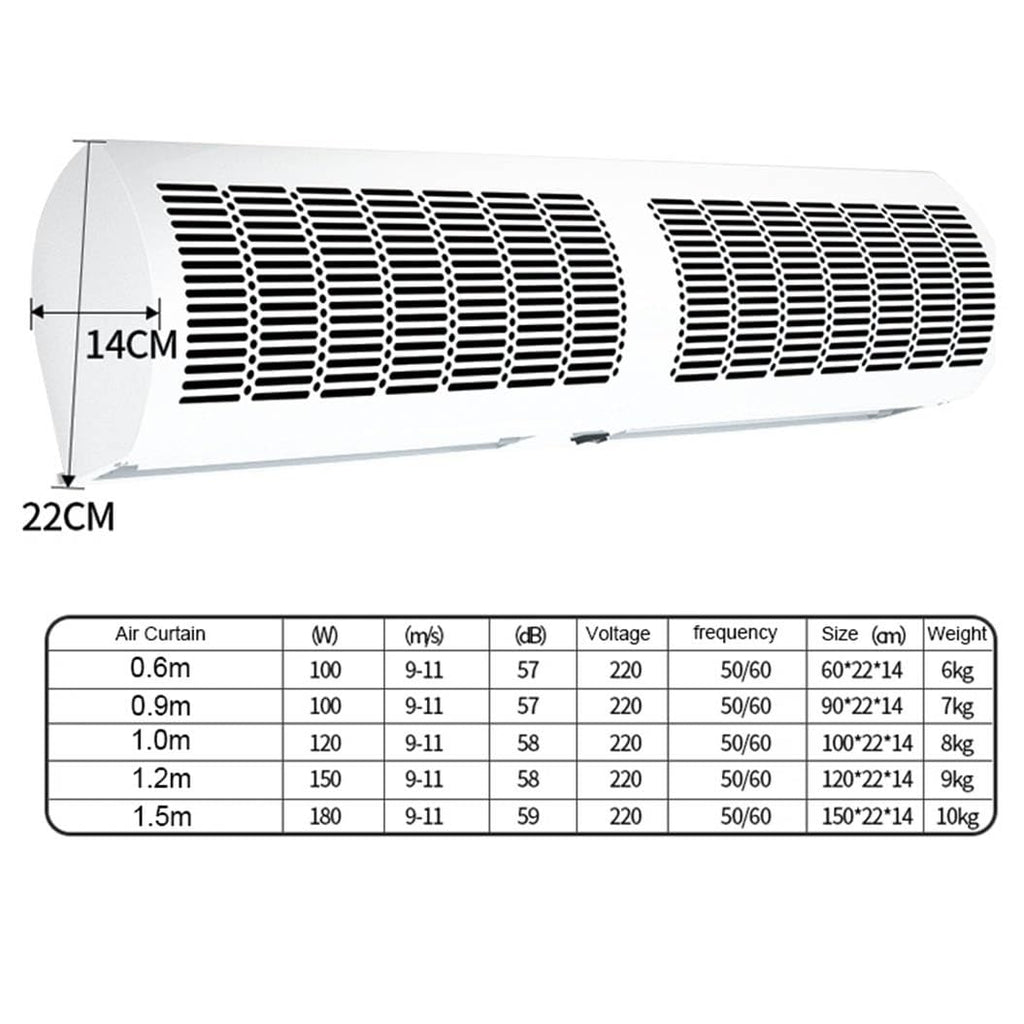 Over Door Air Curtain 60cm 2 Wind Speeds Remote Control R45138