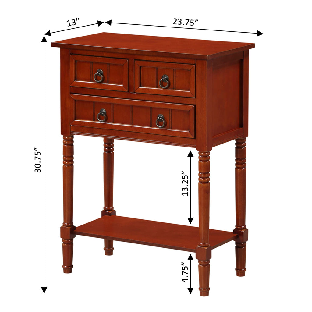 Cherry Hall Table with 3 Storage Drawers and Shelf U370298