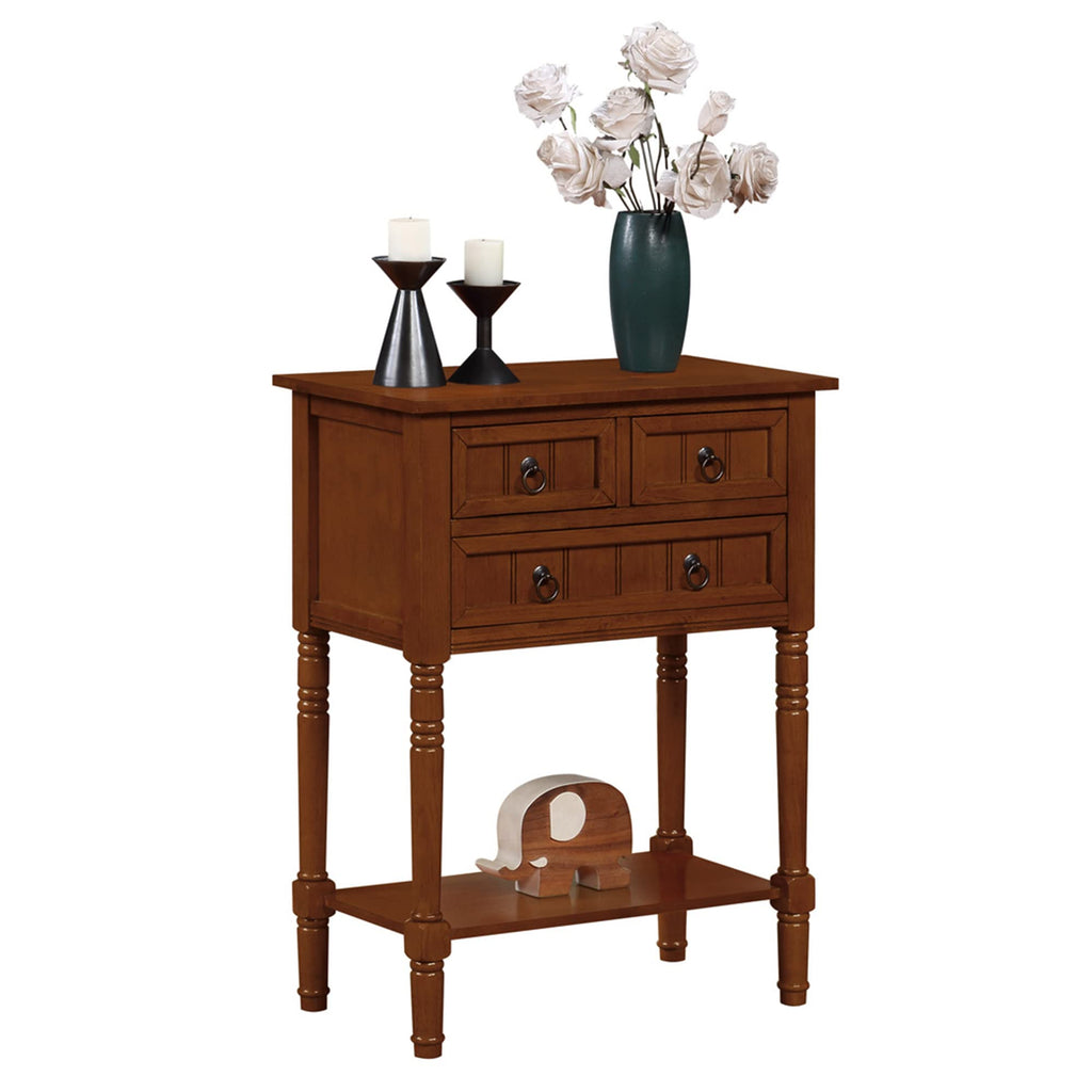 Cherry Hall Table with 3 Storage Drawers and Shelf U370298