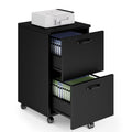 Black 2 Drawer Rolling Wood Filing Cabinet J346552