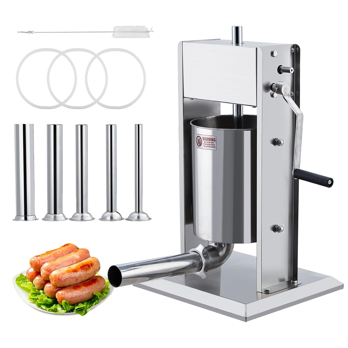 Manual 5L Stainless Steel Sausage Stuffer with 5 Stuffing Tubes L500