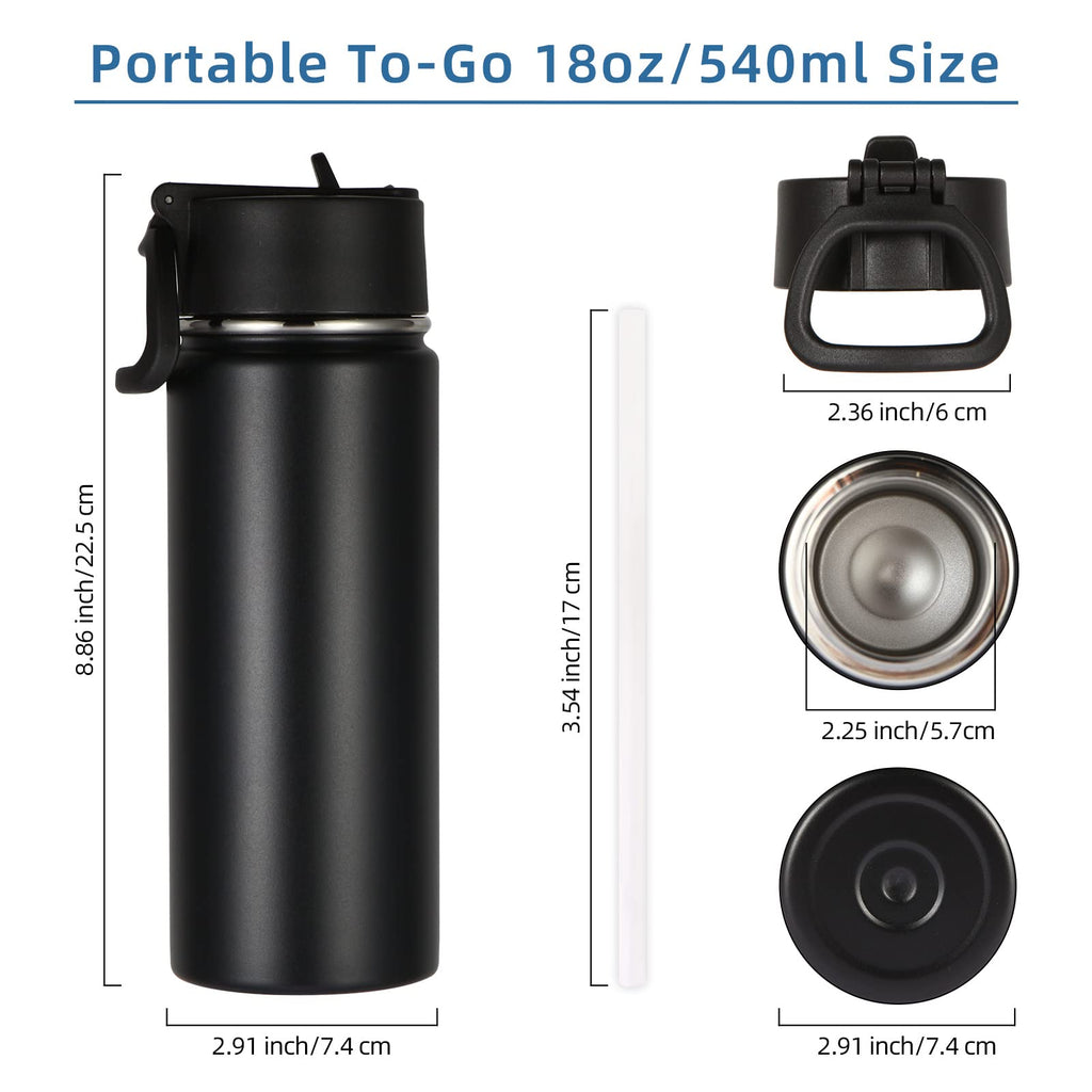 18oz Insulated Stainless Steel Kids Water Bottle with Straw Lid M11397