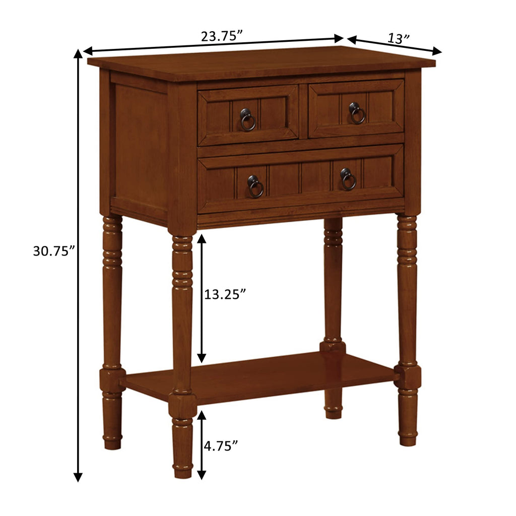 Cherry Hall Table with 3 Storage Drawers and Shelf U370298