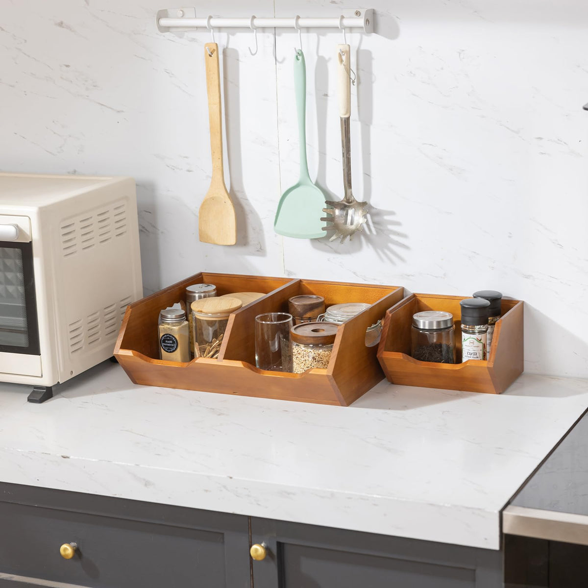 Wooden Stackable Pantry Storage Bins J282344