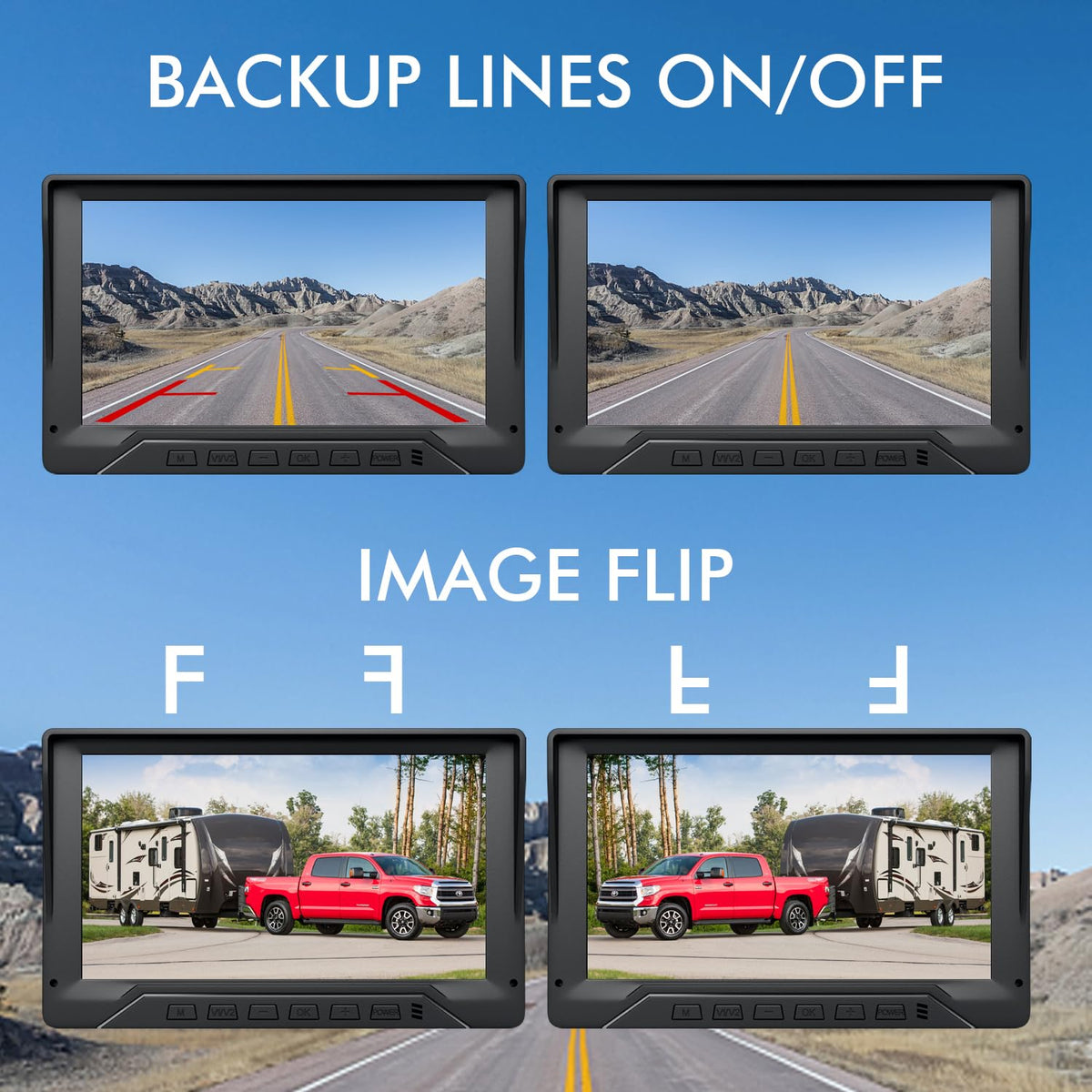 7'' Wired Dual RV Backup Camera System 1080P HD Q7444