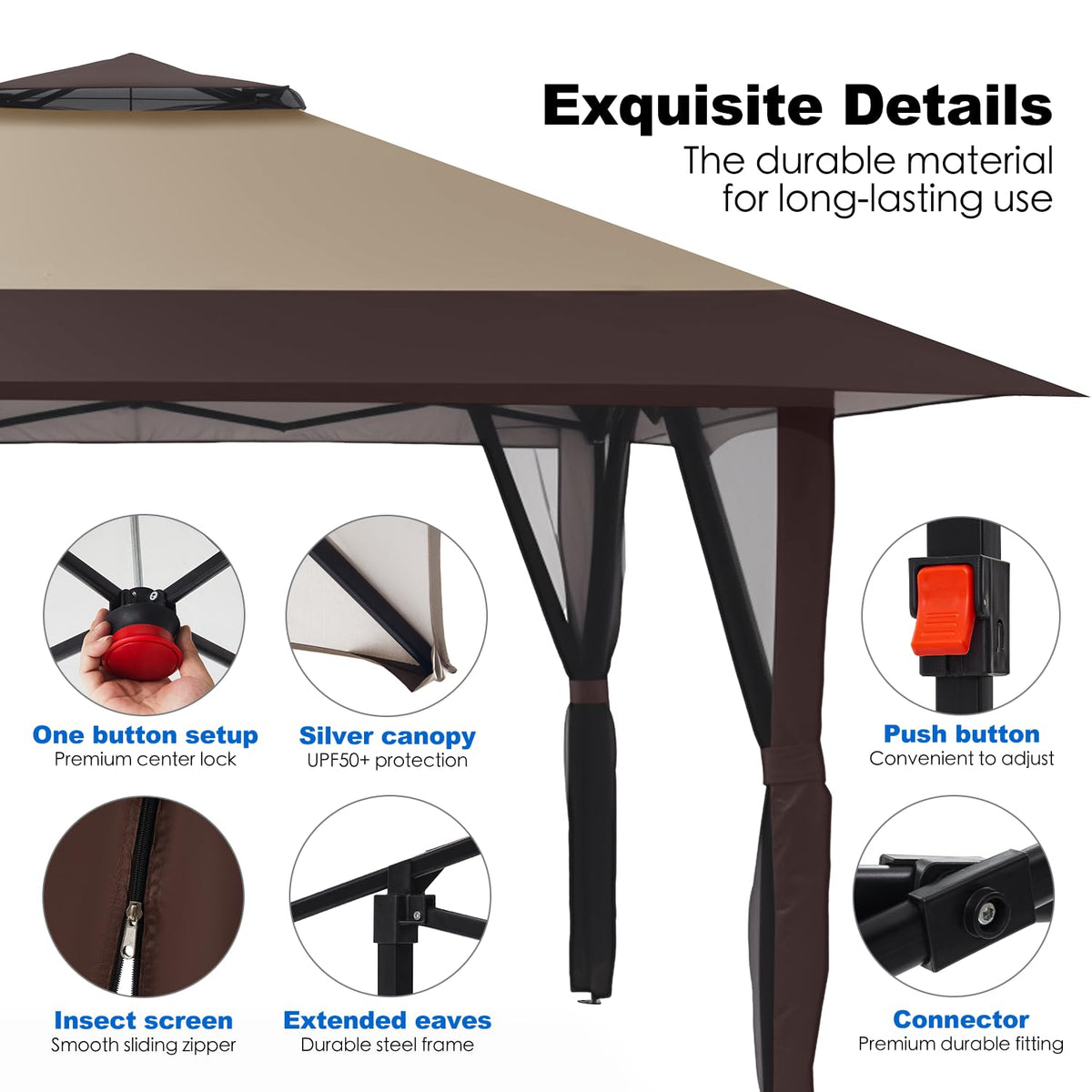 13x13 Pop Up Gazebo with Mosquito Netting Sidewall W382