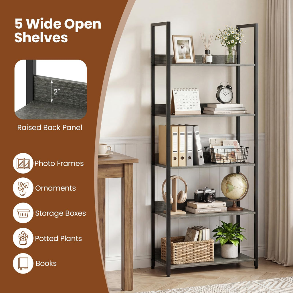 5-Tier Wooden Bookshelf Set of 2 J345241