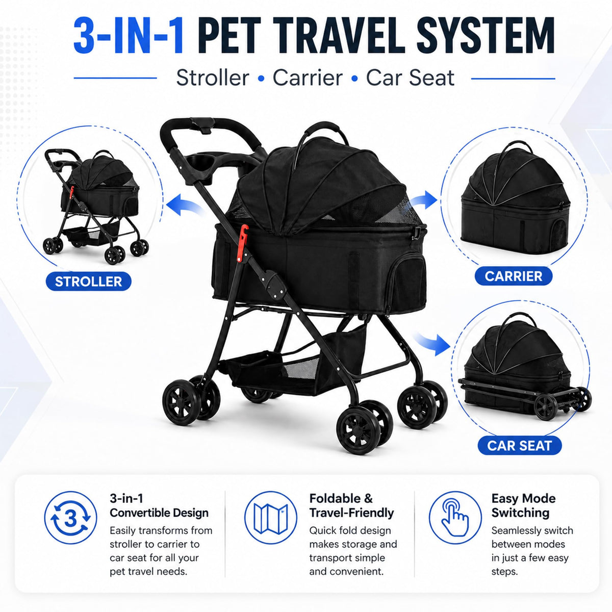 Foldable Pet Stroller with Cup Holder L755193