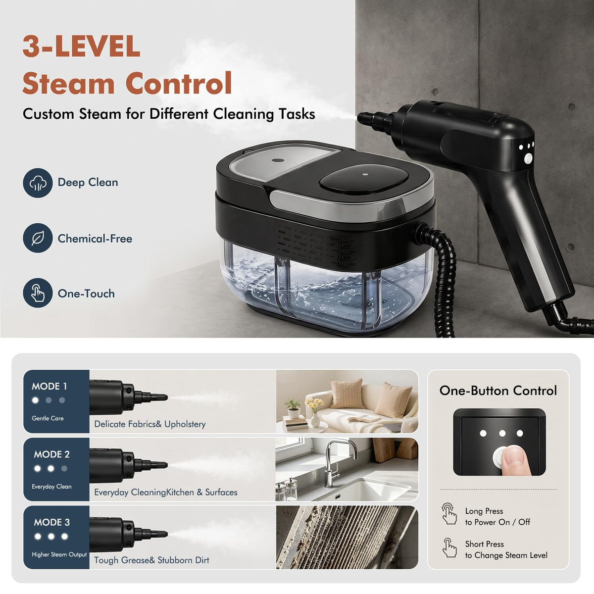 2500W Pressurized Steam Cleaner with 16 Accessories A75590